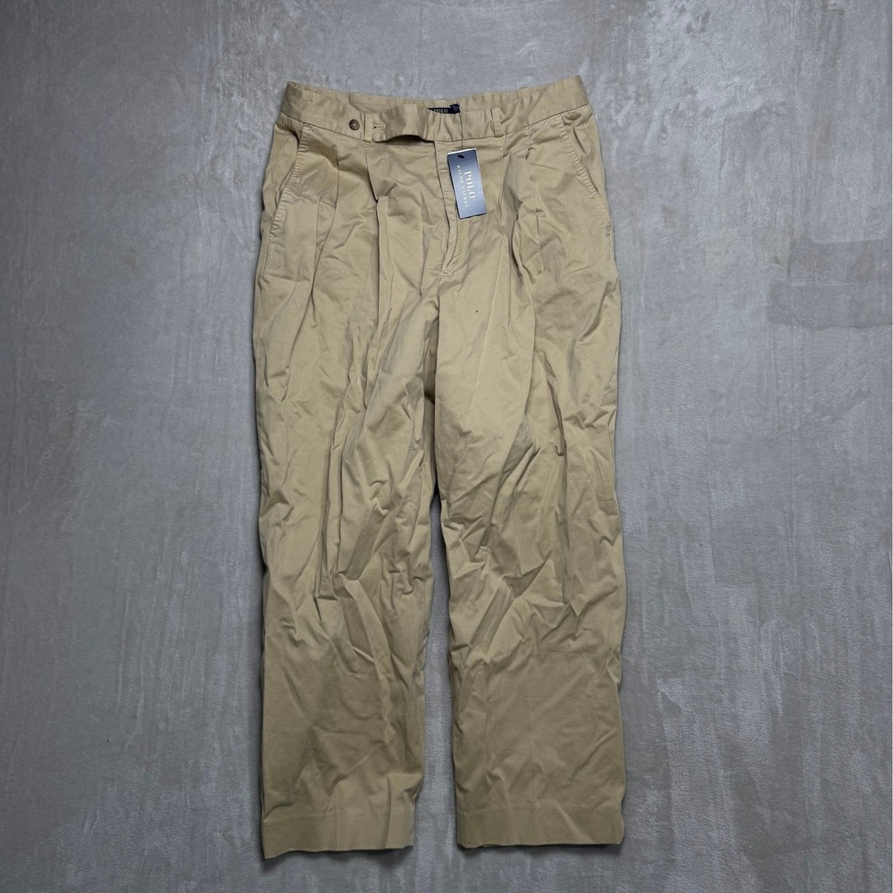 New Men's Beverly Hills Polo club Khaki Pleated Classic Fit Dress Pants Size 14‎